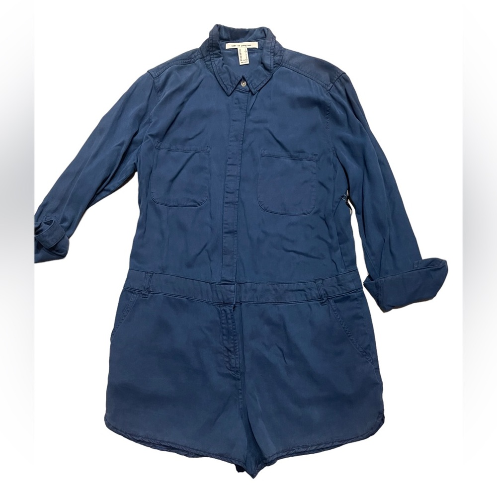 LIFE IN PROGRESS ROMPER. Large.   BL/RD12